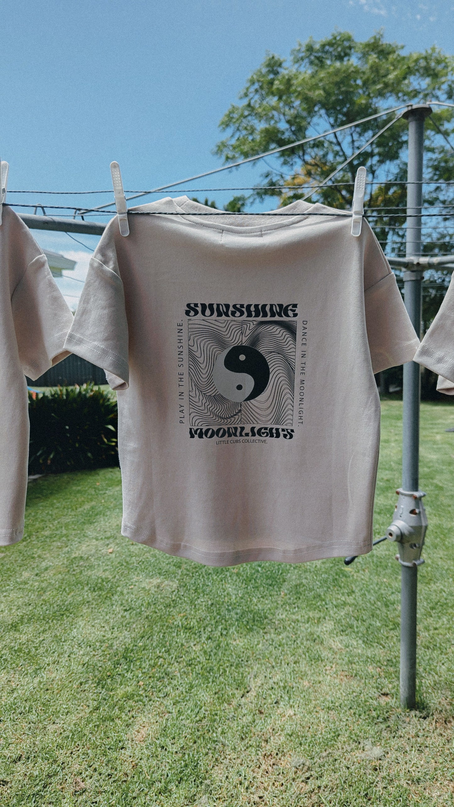 Yin and Yang Kids Tee| Bone Grey