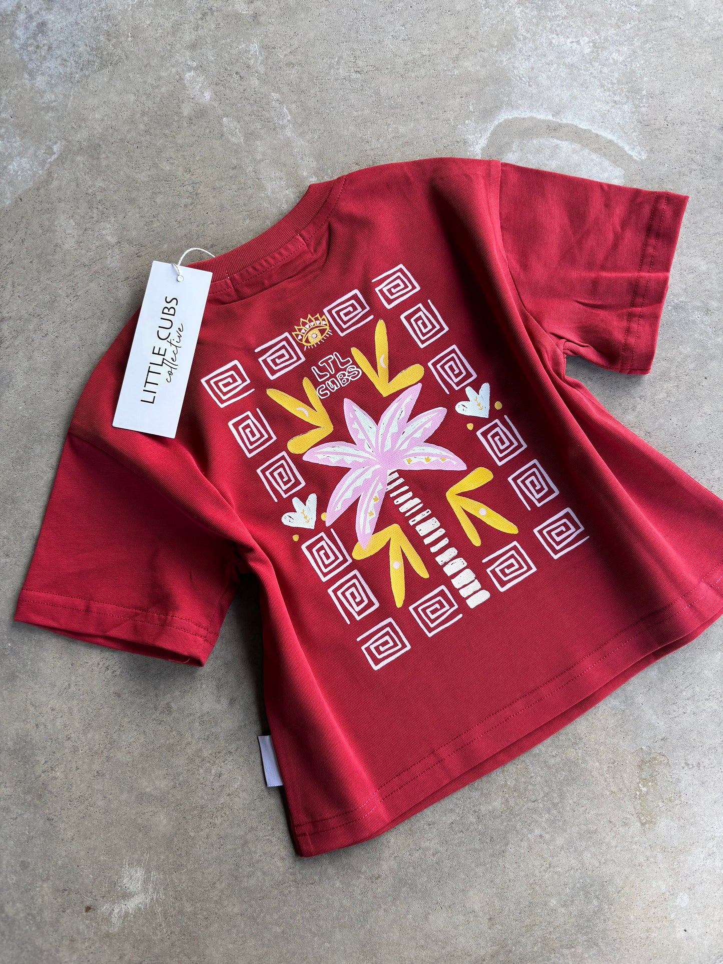 Bright, bold, and easy to spot our red Sunset Palms Tee is perfect for active little ones. Eye-catching design, comfy fit, and built for adventure.