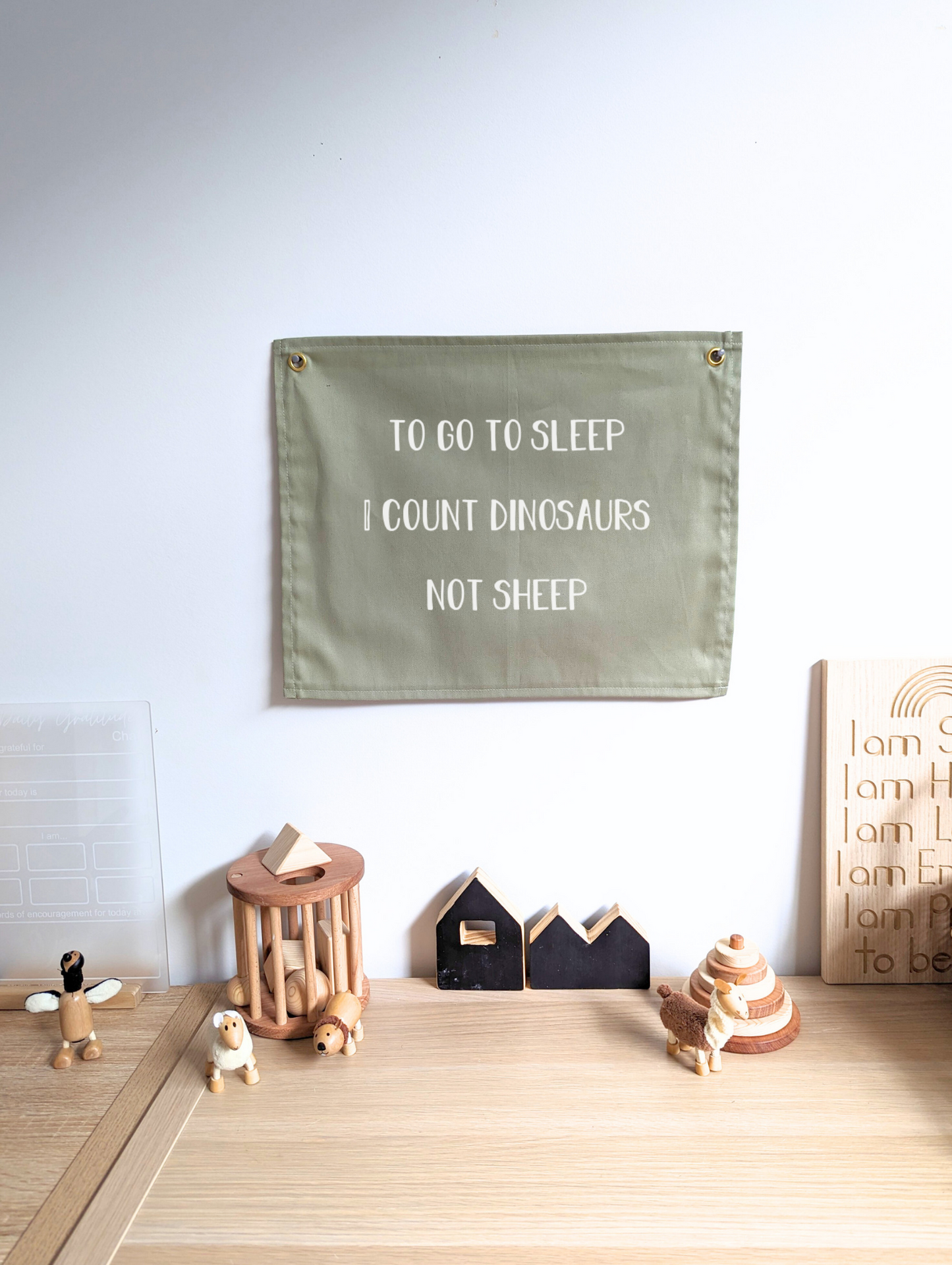 I Go to sleep I count Dinosaurs not sheep | Wall Banner