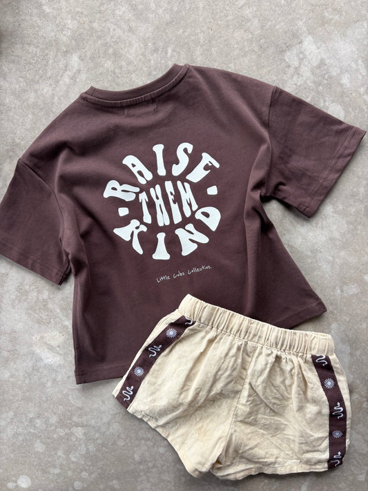(PRE-ORDER MID -LATE APRIL) RAISE THEM KIND | Kids oversized tee | Chocolate